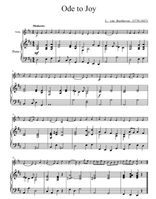 Download Free Sheet Music | Ode to Joy | Piano and Violin