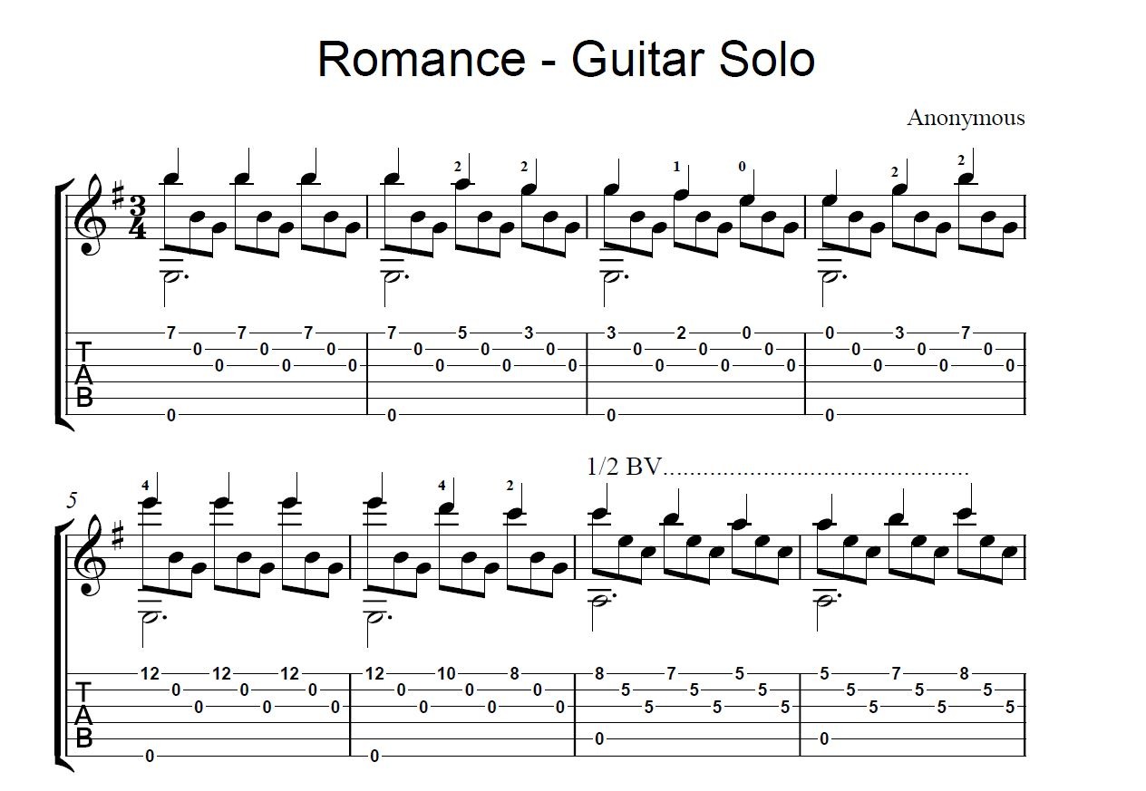 Classical Guitar Solo: Romanza - Part 2