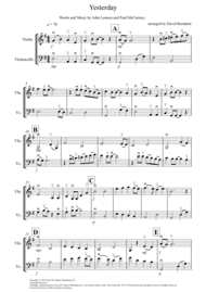Yesterday for Violin and Cello Duet Official Sheet Music Download ...