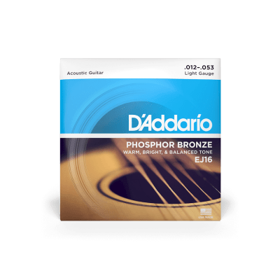 D'Addario EJ16 Acoustic Guitar Strings Phosphor Bronze 12-53 Light