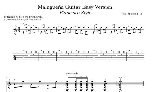 Malaguena Easy Guitar