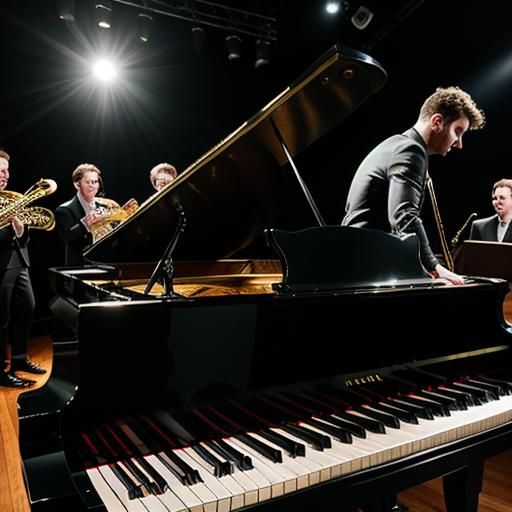 Piano player performing with a band during a piano lesson in St Leonards, Sydney