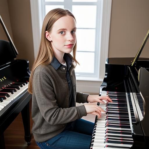 Young girl playing piano during a piano lesson in St Leonards, guided by an experienced teacher