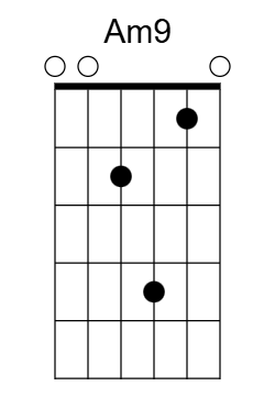 Flamenco guitar chord diagram for Am9 chord